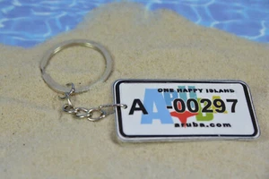Blech Schlüsselanhänger ARUBA Nummernschild weiß Plate Karibik Caribbean; K1 409 - Bild 1 von 1