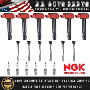 6 Energy Ignition Coil & 6 NGK Spark Plug & 6 connectors for Honda Accord 3.0L - Picture 1 of 1