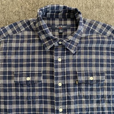 Brooks Brothers Fleece Shirt Boys Large Blue Plaid Long Sleeve Button Up Casual - Image 1 of 4