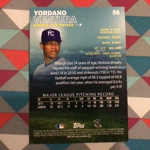 YORDANO VENTURA #56 Royals 2016 Topps Stadium Club 5X7 Gold Version 07/10 Made - Picture 1 of 2