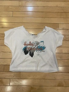 Vintage 3D Emblem Harley Davidson Womens XL Lace Trim Tank Top White - Picture 1 of 7