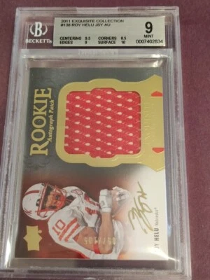 2011 Upper Deck Exquisite Collection ROY HELU Jersey Auto Rookie RC #138 BGS 9 - Image 1 of 4