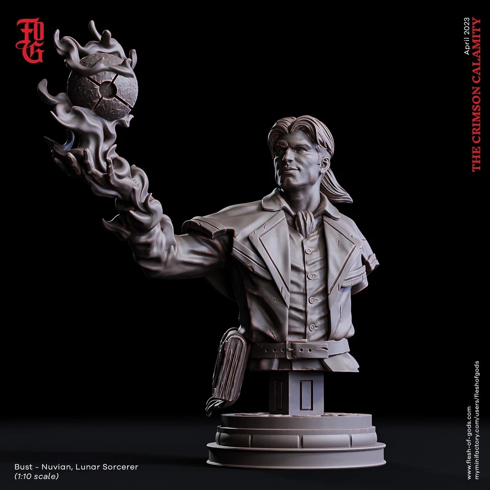 Nuvian, Lunar Sorcerer Bust by Flesh of Gods | D&D | DnD | Print on Demand - Image 1 of 1
