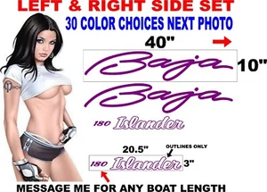 BAJA 180  ISLANDER  BOAT BOATS HULL DECAL DECALS STICKER HULL 30 color choices - Picture 1 of 2