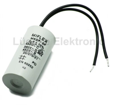 Betriebskondensator Kondensator Motorkondensator MIFLEX 2uF mit Kabel MKSP-5P