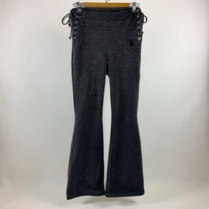 Playboy Flare Pants Sparkly Black Size 10 Ties EUC Flares Glitter Y2K - Picture 1 of 12