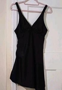 Avon Badekleid schwarz asymmetrisch mit Rock Schwimmanzug Swimsuit UK 10/12 - Bild 1 von 6