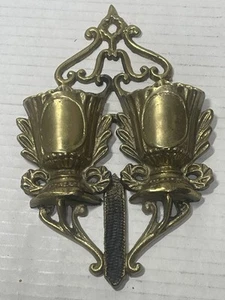Antiguo soporte de pared de latón macizo para colgar en la pared doble bolsillo golpeador vintage - Imagen 1 de 4