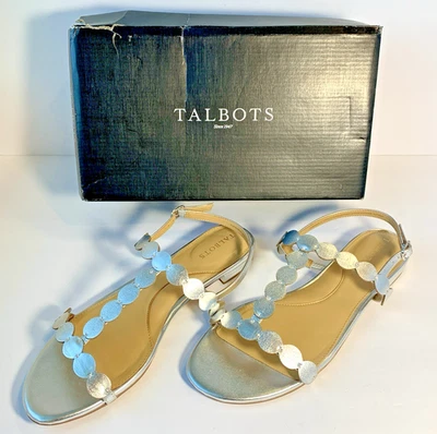 Talbots Silver Keri Dot Flat Sandals - Size 9.5 - Image 1 of 4
