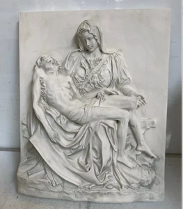 Michelangelo Design Toscano Pieta Sculptural Wall Frieze Antique Stone Finish - Picture 1 of 7