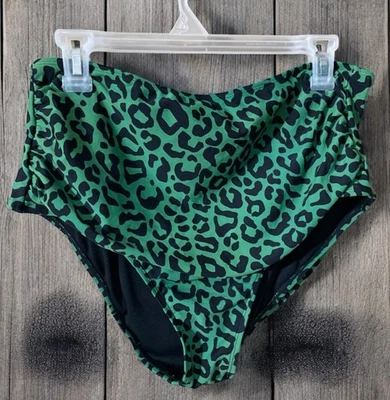 Pantalones de natación Coral Reef para mujer talla 14/16 verde leopardo cintura alta acanalados L Foto 1 de 4