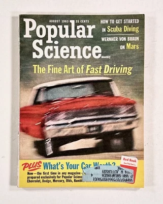 1963 Aug POPULAR SCIENCE Hydrofoils SCUBA DIVING Aerial Trams MARS MISSIONS &c - Image 1 of 4