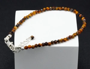 Tiger's Eye 2-3MM Faceted Round Gemstone Beaded Handmade Dainty Bracelets 6-8" - Picture 1 of 12