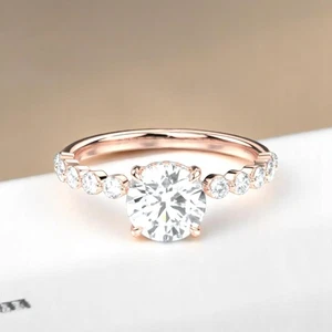 18K Rose Gold 1.40 Ct Round Cut IGI Certified Lab Grown Diamond Engagement Ring - Picture 1 of 10