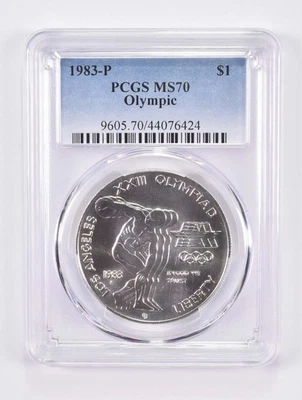 MS70 1983-P Olympic Disk Commemorative Silver Dollar PCGS *1050 - Image 1 of 4