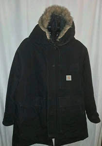 Vintage 90's Carhartt Parka Jacket CQ385 Quilted Chore Coat Black Mens Medium - Bild 1 von 13