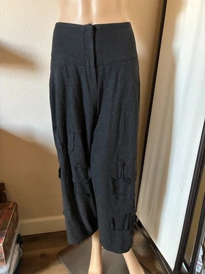 Ivan Grundahl dark gray cropped pants 40  applique Lagenlook - Image 1 of 4