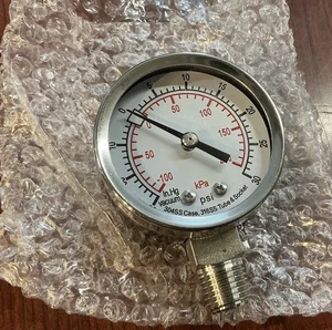 Commercial Compound Gauge, 30 To 0 To 30 Psi, 2in Dial Bottom Dual B324 - Picture 1 of 2