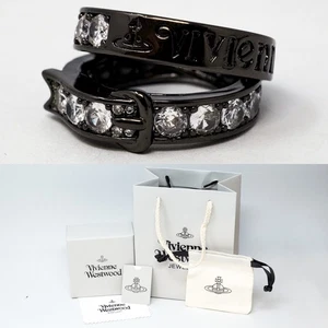 Vivienne Westwood Ring Gun Metal White Crystal Belt Orb Gift Box Set Size L 1/2 - Picture 1 of 10
