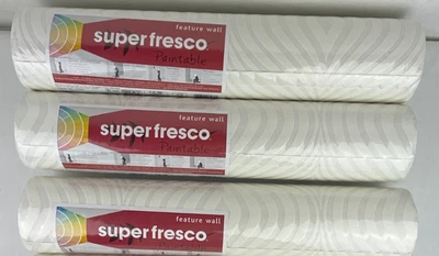 3X Graham & Brown 17583 Paintable Wallpaper Superfresco Vinyl Textured White 3S3 - Image 1 of 4