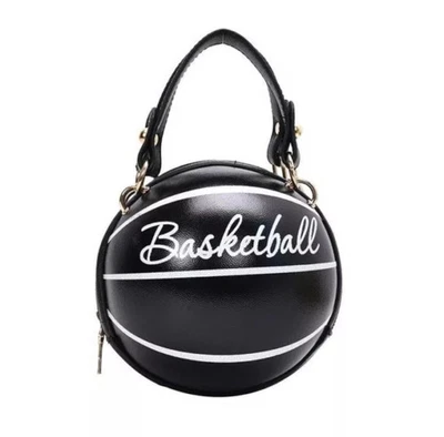 Women’s Basketball Bag Purse Double Handles Zippered Black White Sports Handbag - Image 1 of 4