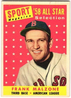 1958 Topps - All Star Selection Frank Malzone #481 (C) EX Foto 1 de 2