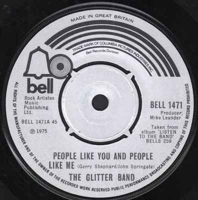 Glitter Band People Like You and People Like Me 7" vinyl UK Bell 1975 four prong - image 1 of 2
