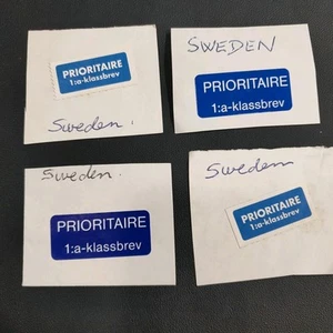 Luftpost Etiketten abgeschnitten Etiketten Briefmarken Lot x 4 Schweden - Bild 1 von 3