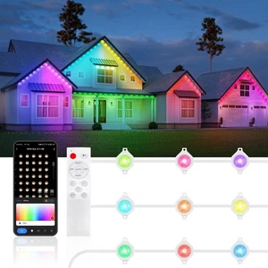 Luci permanenti da esterno Wi-Fi e Bluetooth 50 piedi, IP68 Smart RGBIC e CW Cristo... - Foto 1 di 7