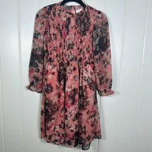 Rachel Parcell Dress Youth Size 10 Pink Cherry Blossom Long Sleeve Smocking NWT! - Picture 1 of 10