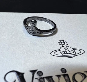 Vivienne Westwood Nana Black Saturn Logo Ring size 7~A37 - Picture 1 of 6
