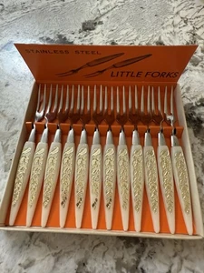 MCM 12 Tenedores de Cóctel Vintage Pequeño Acero Inoxidable Japón Acero Inoxidable En Caja - Imagen 1 de 5