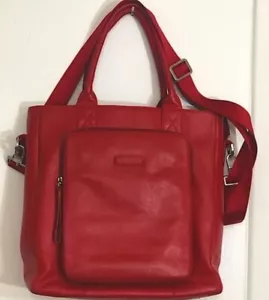 Bodhi Red Leather Computer Bag With Crossbody and Shoulder Straps. - Picture 1 of 16
