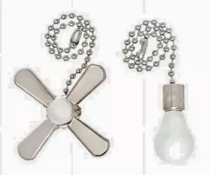 Fan and Light Bulb Pull Chains Controls 7-inch Satin Nickel Finish New in Packag - Picture 1 of 3