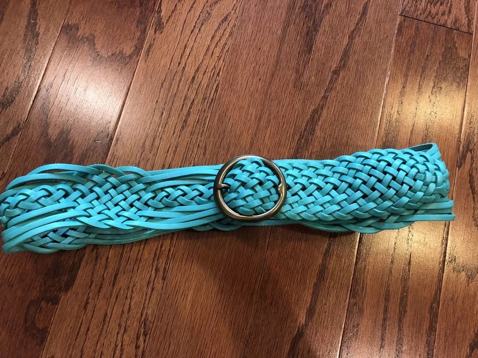 Nuevo Hecho en Inglaterra Ralph Lauren Cinturón de Cuero con Etiqueta Púrpura para Mujer Talla S Turquesa Foto 1 de 4