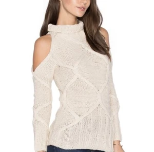 ROI cold shoulder cable knit oatmeal sweater $358 - Picture 1 of 6