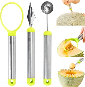 Melon Baller Scoop Set,Professional 3 Pieces Stainless Steel Watermelon - Picture 1 of 12