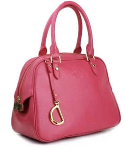 Ralph Lauren Sloan Street Pink Dome Satchel Purse Handbag Bag Magenta Barbiecore - Picture 1 of 21