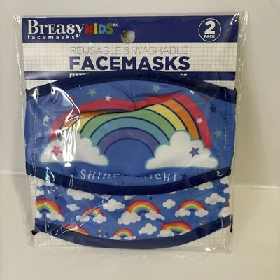 Breasy Kids 2 Face Masks Rainbows Reusable & Washable Summer Masks - Image 1 of 4