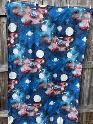 Solar System Planets Galaxy Space 40x75 play cloth room decor night sky fabric - Image 1 of 4