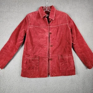 Denim &Co. Women's XS Red Leather Jacket With Pockets Suede - Picture 1 of 7