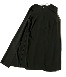 New ZARA Women Black One Shoulder Cape Stretch Mini Dress sz S $159 Rare - Picture 1 of 12