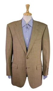 Brooks Brothers Brown Woven Windowpane Wool Sportcoat Blazer Made USA  41R 40R - Picture 1 of 9