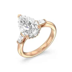 14k Rose Gold 2.50Ct IGI Lab Grown Pear Cut Diamond Women Wedding Ring - Picture 1 of 8