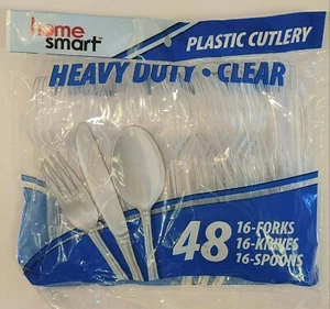 Home Smart - Plastic Cutlery - 48 Piece (16 Forks, 16 Knives & 16 Spoons) - Picture 1 of 2