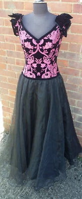 Vestido de Noche TERENCE NOLDER Vintage Años 80 Reino Unido 12 Gótico Boda Baile de graduación Foto 1 de 4