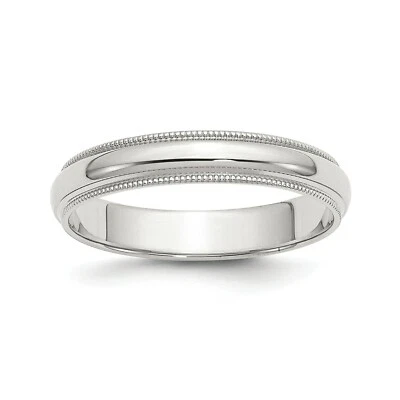 Sterling Silver Polished Unisex 4mm Milgrain Half Round Wedding Band Sz 4 - 13.5 - Image 1 of 2