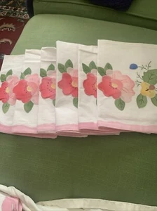 VTG Hand Embroidered/Applique White Linen Set 6 Napkins Or Placemats New 12x18 - Imagen 1 de 3