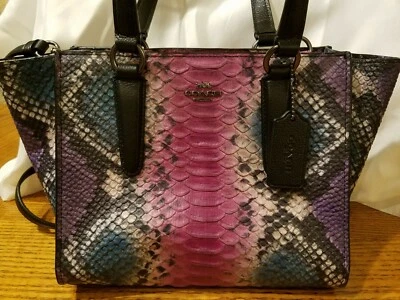 VERY RARE COACH BRAND NEW RETIRED MULTI COLOR PYTHON SATCHEL ONLY 1 NEW ON EBAY - Image 1 of 4