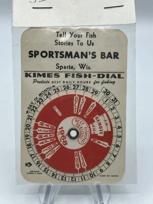 Señuelo de bar deportivo vintage Kimes Fish-Dial Fishing Sparta Wisconsin WI años 70 Foto 1 de 2